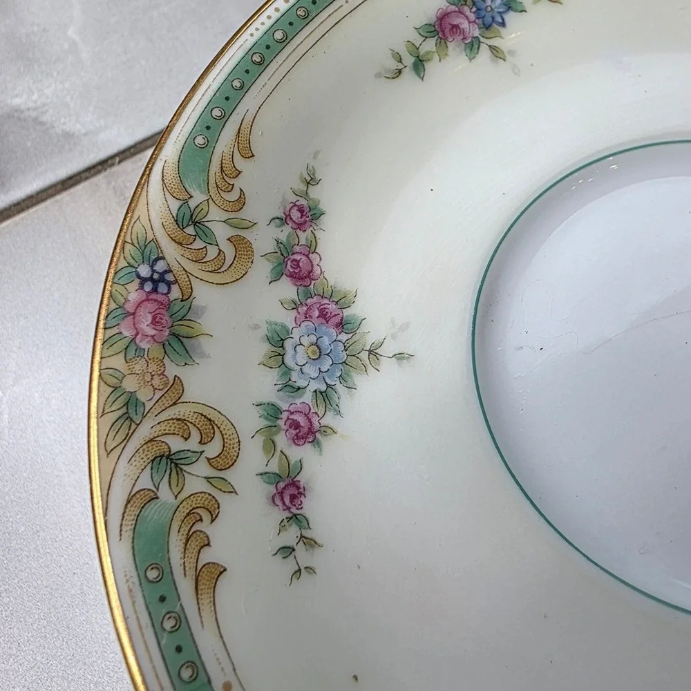 Vintage Noritake Plaza China‎ Saucers Set of 5 Floral Gold Trim Japan 5.5 Inch